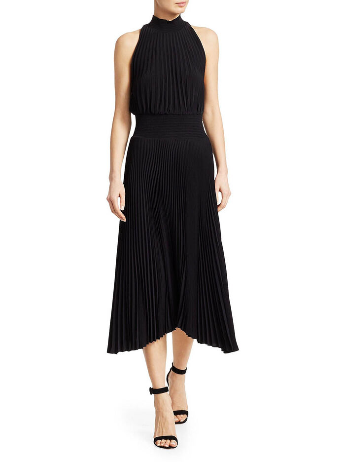 Renzo Pleated Midi Dress image number null
