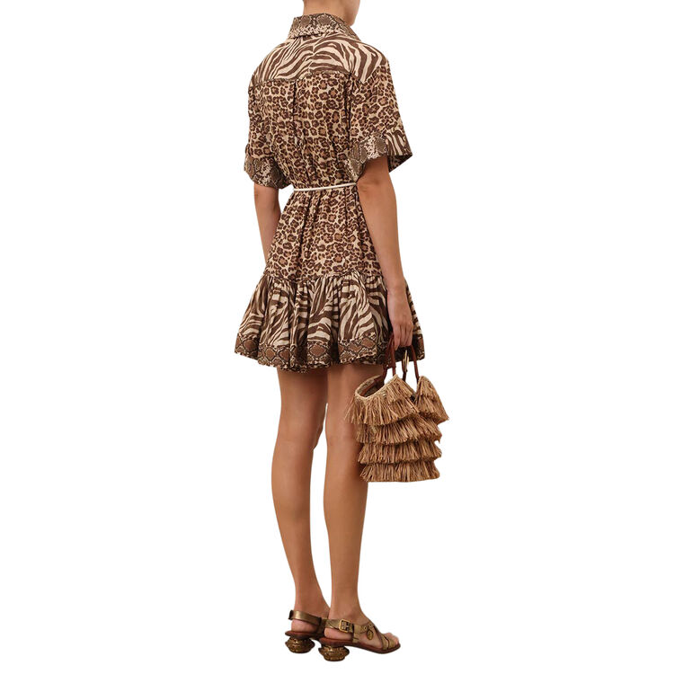 Wanderlust Short Sleeve Lantern Mini Dress image number null