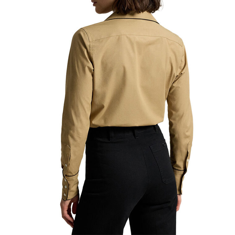 Long Sleeve Stretch Poplin Button-Up Shirt image number null