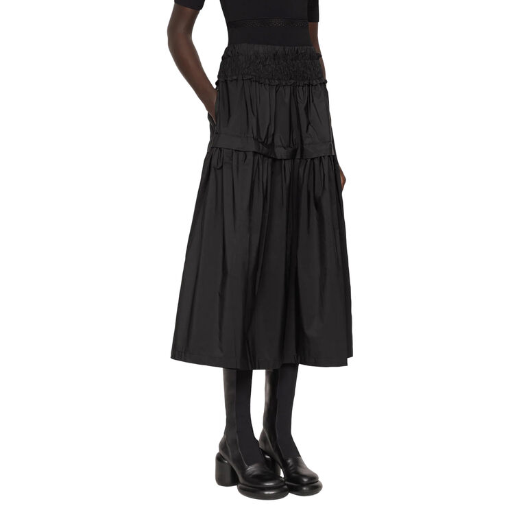 Belen Taffeta Smocked Tiered Midi Skirt image number null