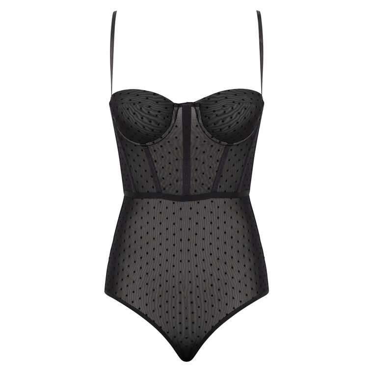 Sleeveless Corset Dot Bodysuit image number null