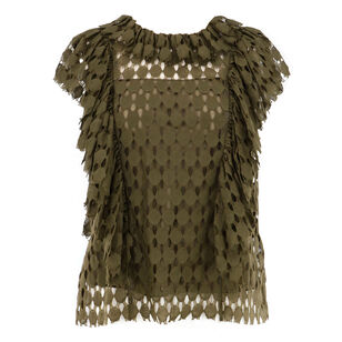 Daevy Cap Sleeve Cutout Ruffle Top