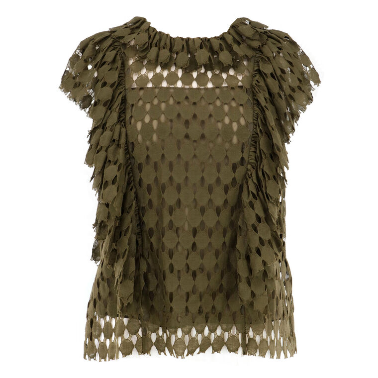 Daevy Cap Sleeve Cutout Ruffle Top image number null