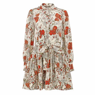 Simona Floral Silk Tie-Waist Mini Dress