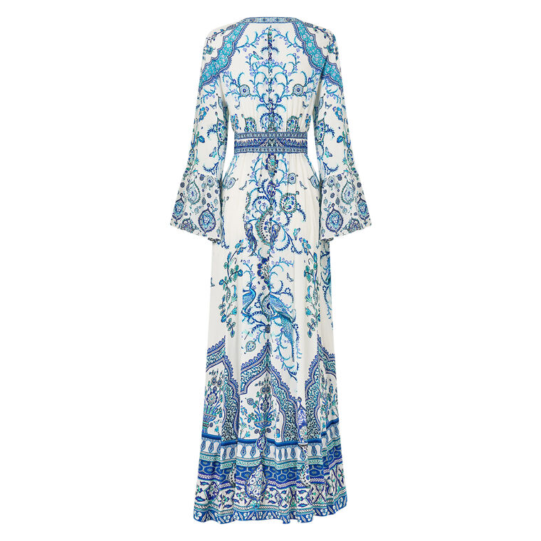 Shaped Waistband Maxi Dress With Ruffle Sleeve image number null