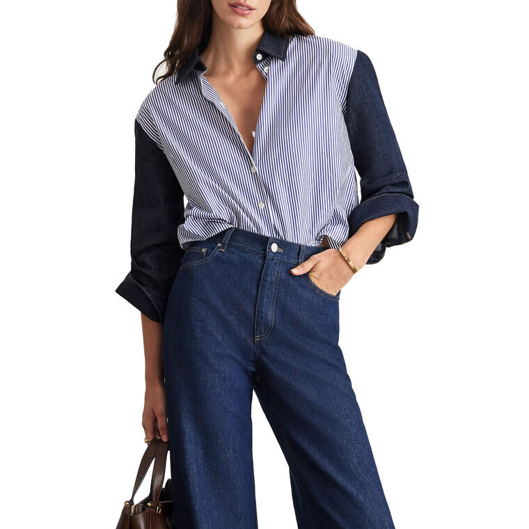 Largaux Striped And Denim Top image number null