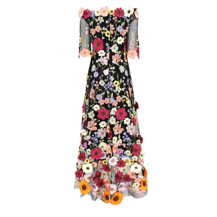 Off The Shoulder Floral Appliqued Lace Dress image number null