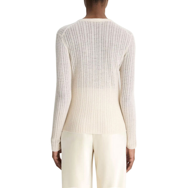 Waffle-Knit Cashmere-Silk Henley Sweater image number null