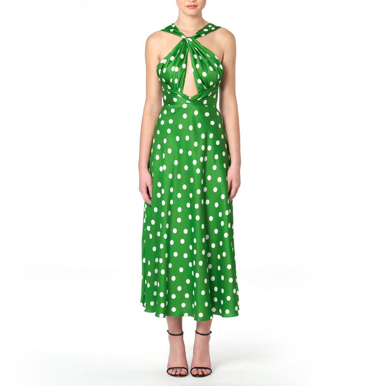 Twisted Halter Neck Tea Length Dress image number null