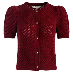 Sabine Short Puff Sleeve Cashmere Cardigan