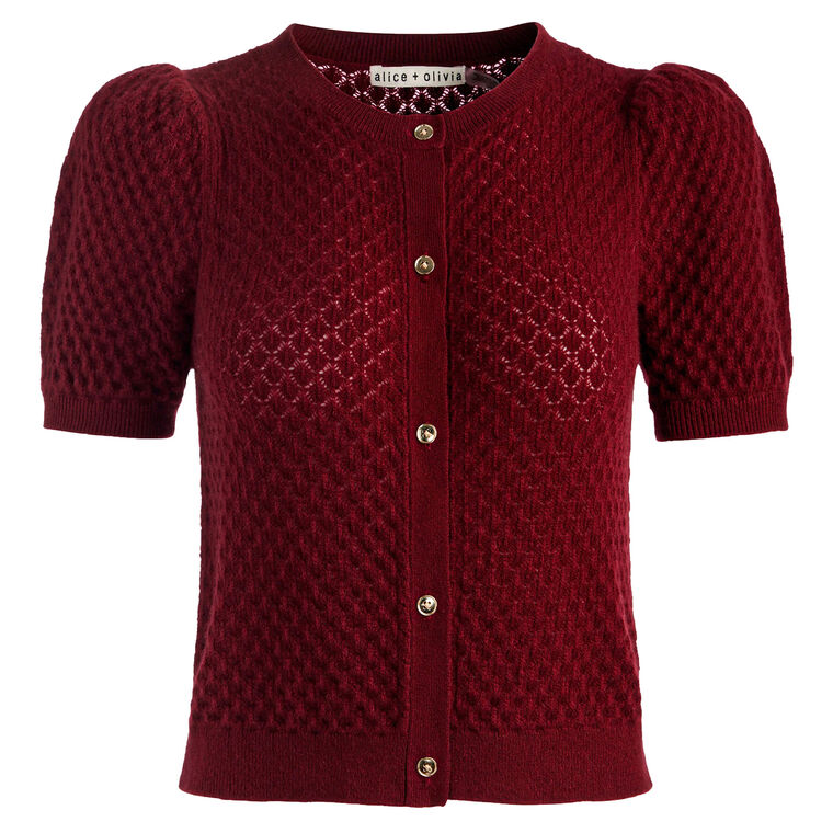 Sabine Short Puff Sleeve Cashmere Cardigan image number null