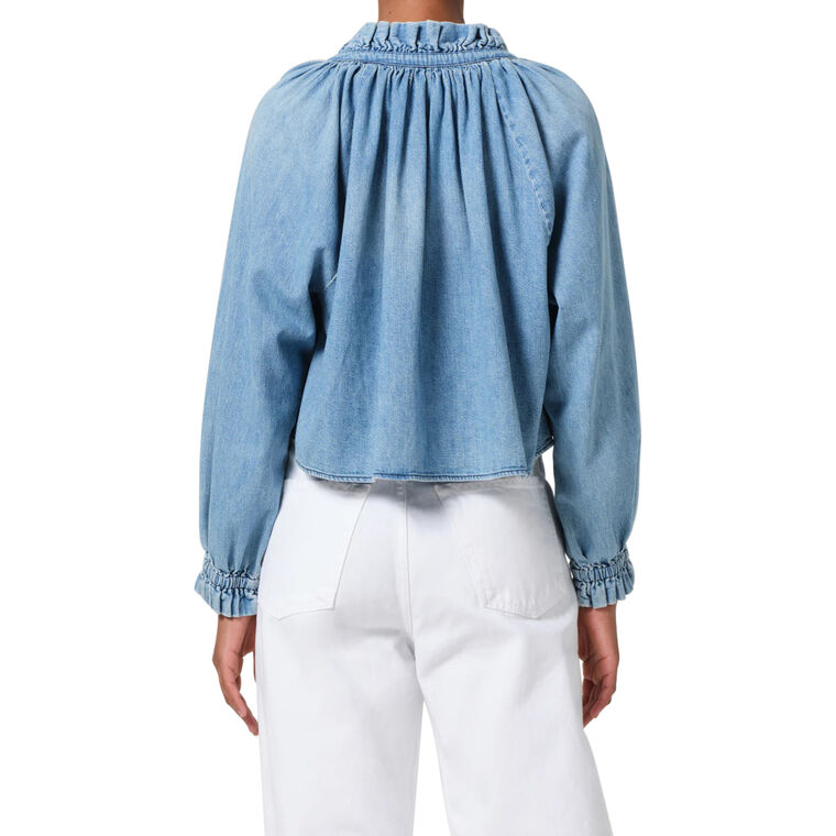 Iris Cropped Ruffled Denim Top image number null