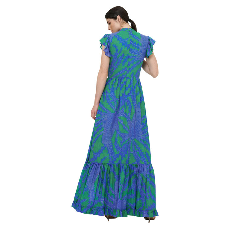 Mock Neck Flutter Sleeve Maxi Dress image number null