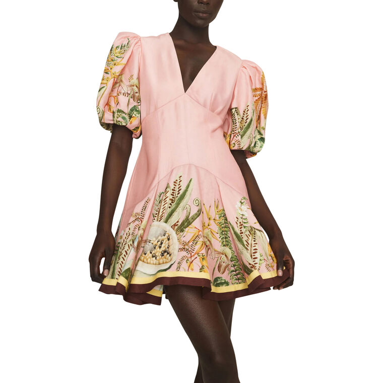 Papaya Puff Sleeve Mini Dress image number null