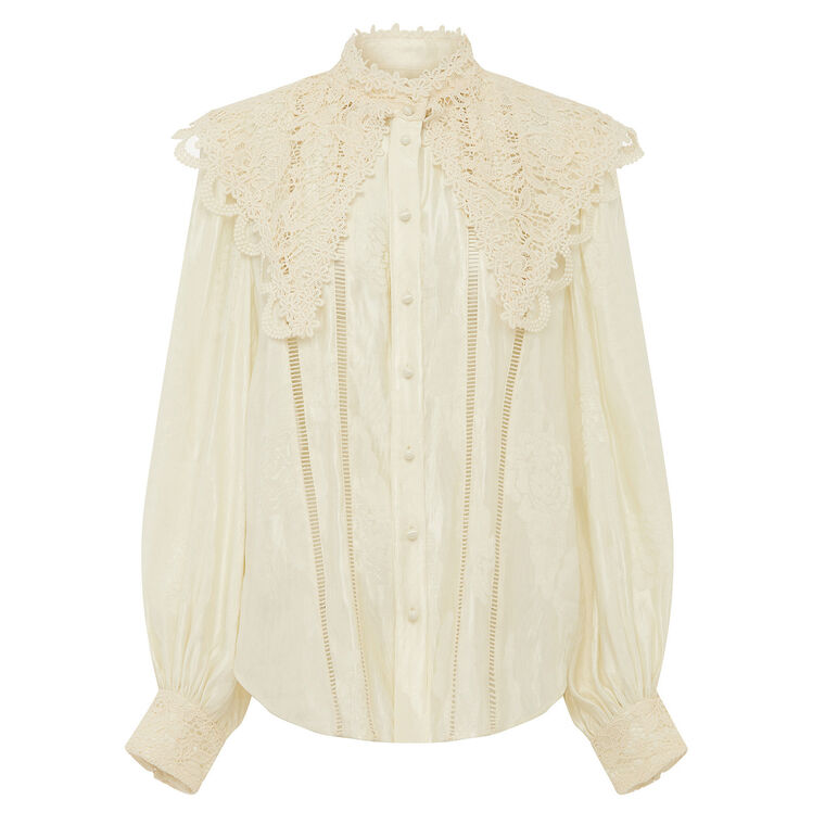Apollonia Lace Collar Long Sleeve Blouse image number null