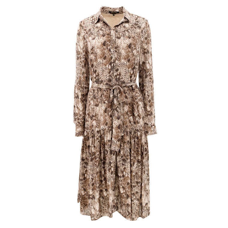 Ventura Snake Print Belted Midi Dress image number null