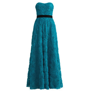 Tulle Applique Strapless Gown