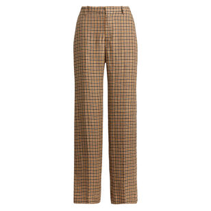 Plaid Linen Wide-Leg Pant