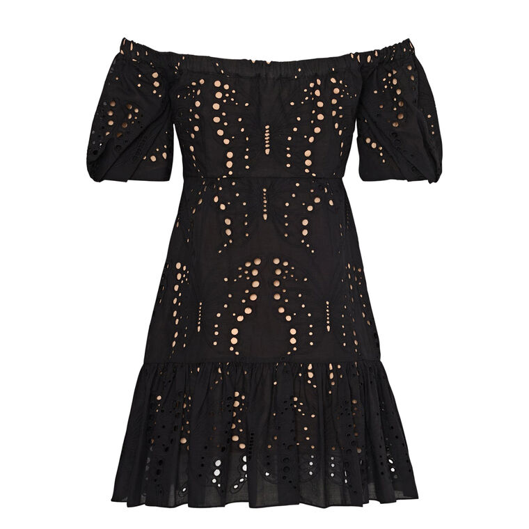 Butterfly Eyelet Off The Shoulder Dress image number null
