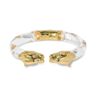 Panther Visage Lucite Hinge Cuff Bracelet