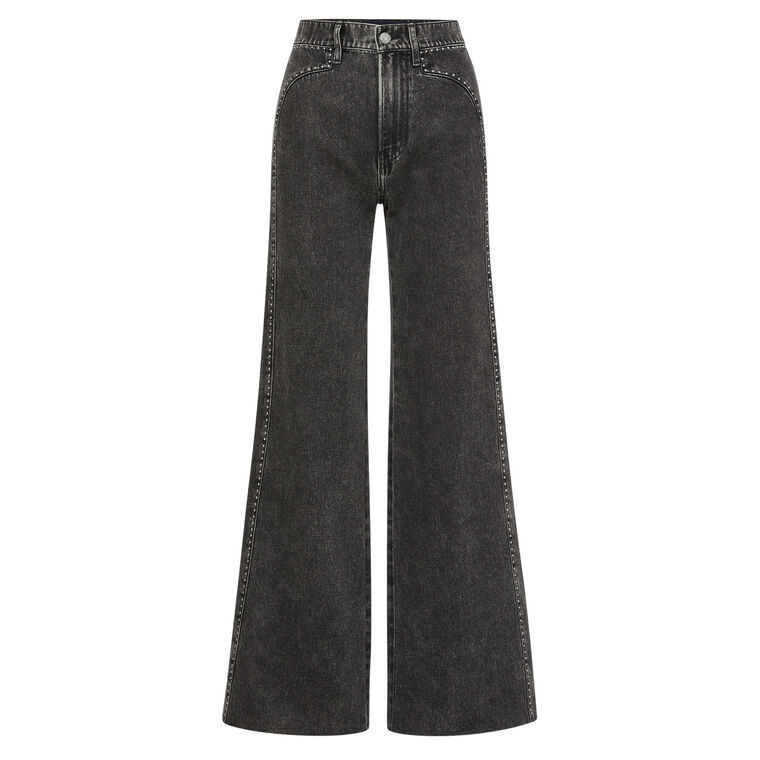 Grant Studded High Rise Wide Leg Jean With Curved Seams image number null