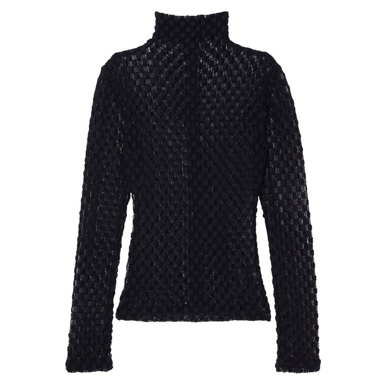 Geometrical Lace Turtleneck Top image number null