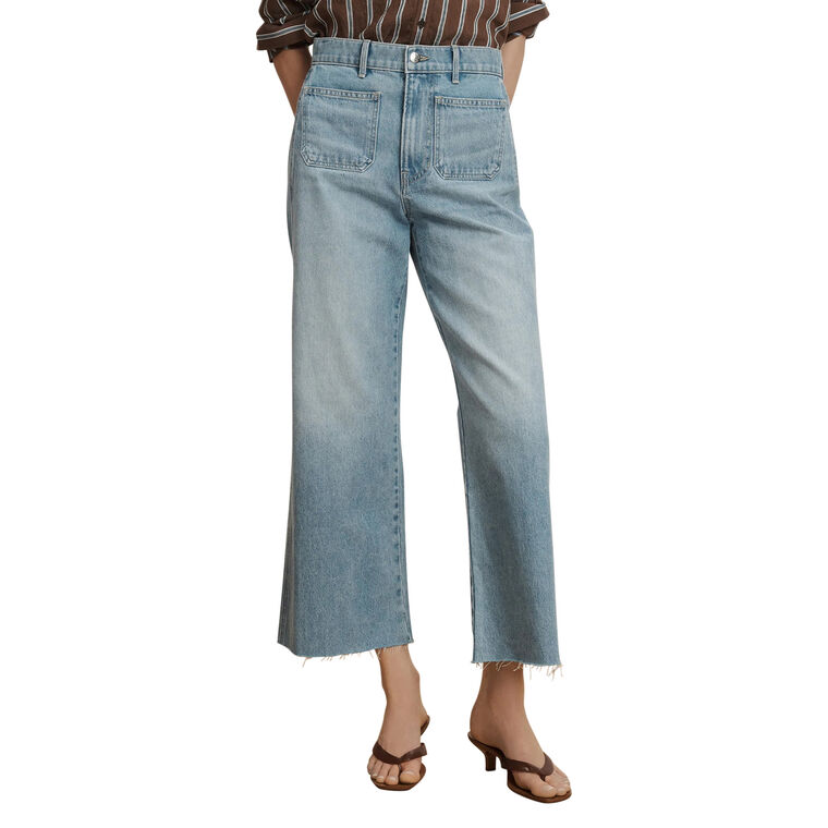 Taylor Cropped Patch-Pocket Wide-Leg Jean image number null