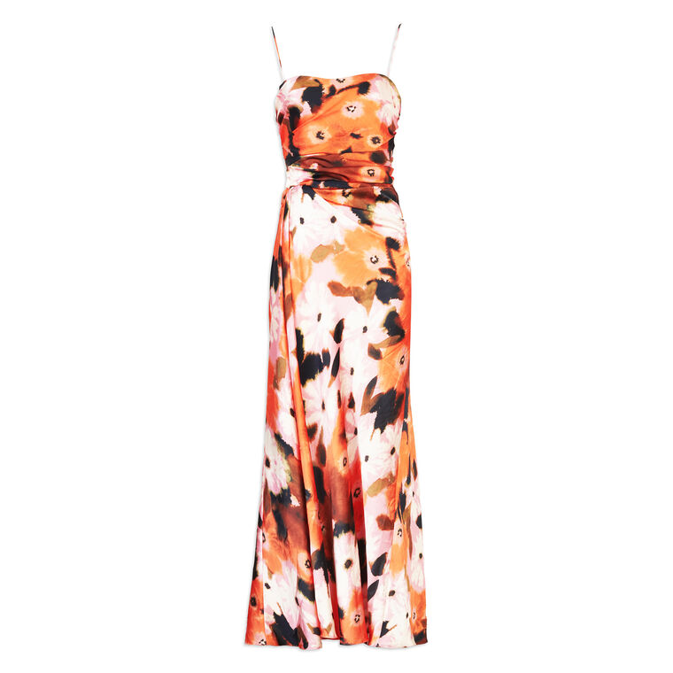 Chloe Draped Charmeuse Spaghetti Strap Dress image number null