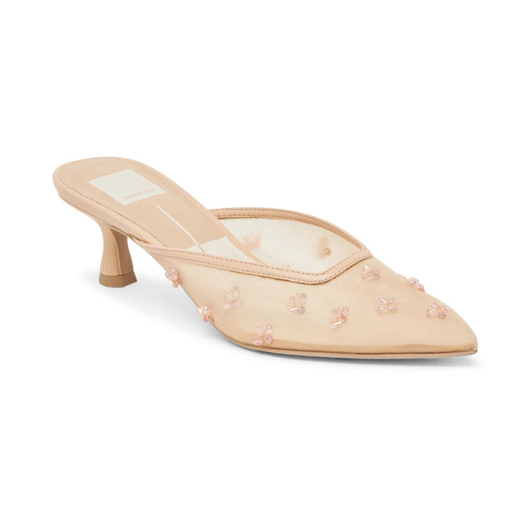Clara Embellished Mesh Kitten Mule image number null