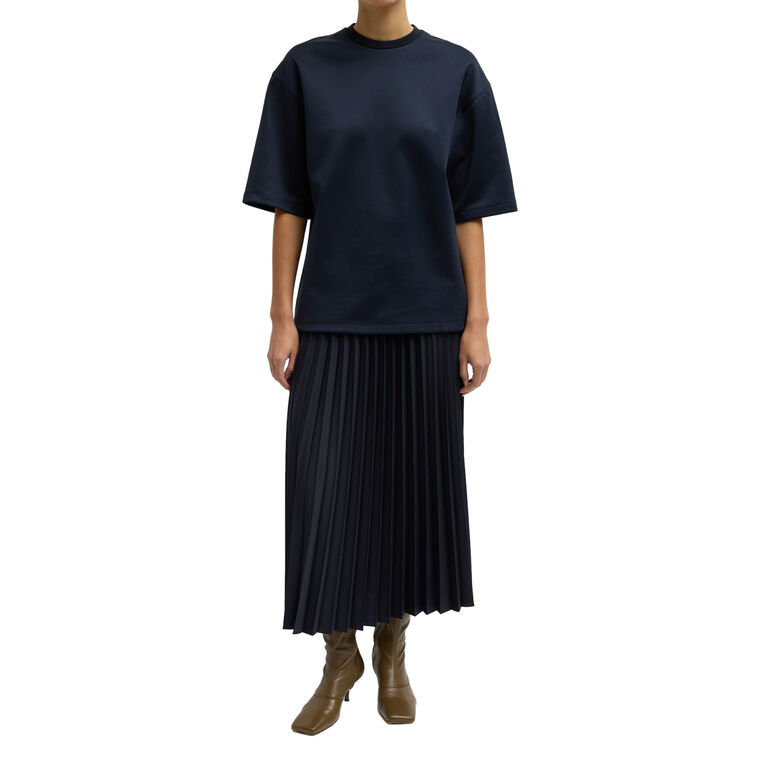 Tropical Wool Pleating Sunray Midi Skirt image number null