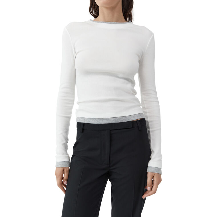 Cotton Layered Long Sleeve Top image number null