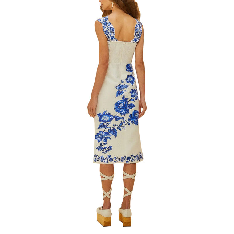 Floral Cascade Wavy Sleeveless Midi Dress image number null
