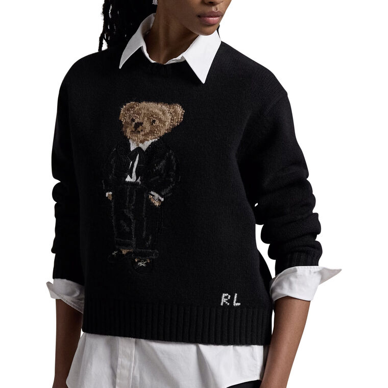 Wool-Cashmere Polo Bear Pullover Sweater image number null