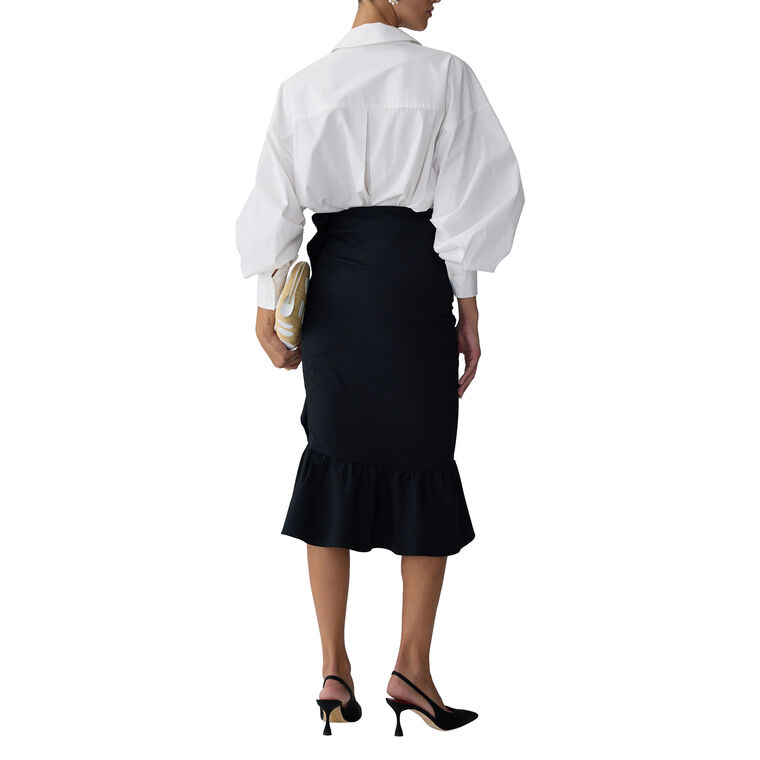 Ruched Ruffle Pencil Skirt image number null