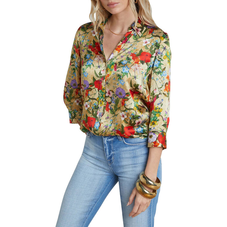 Dani 3/4 Sleeve Silk Blouse image number null