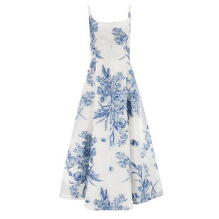 Floral Fil Coupe Seam Detail Scoop Neck Midi Dress