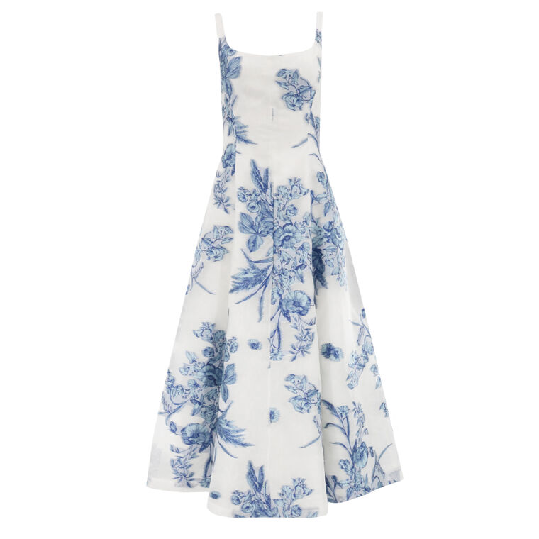 Floral Fil Coupe Seam Detail Scoop Neck Midi Dress image number null