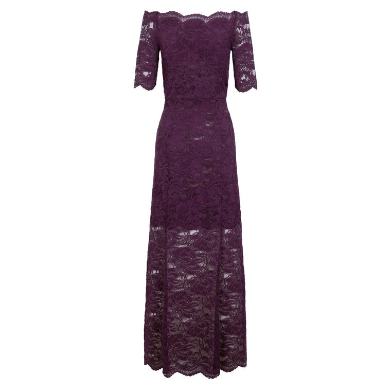 Short Sleeve Off-The-Shoulder Layered Lace Maxi Dress image number null