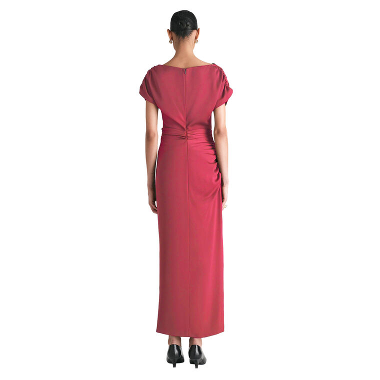 Heather Short Sleeve Satin Crepe Midi Dress image number null