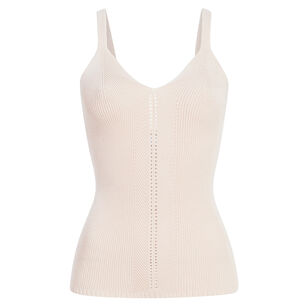 Gene V-Neck Knit Tank Top In Picot Cotton