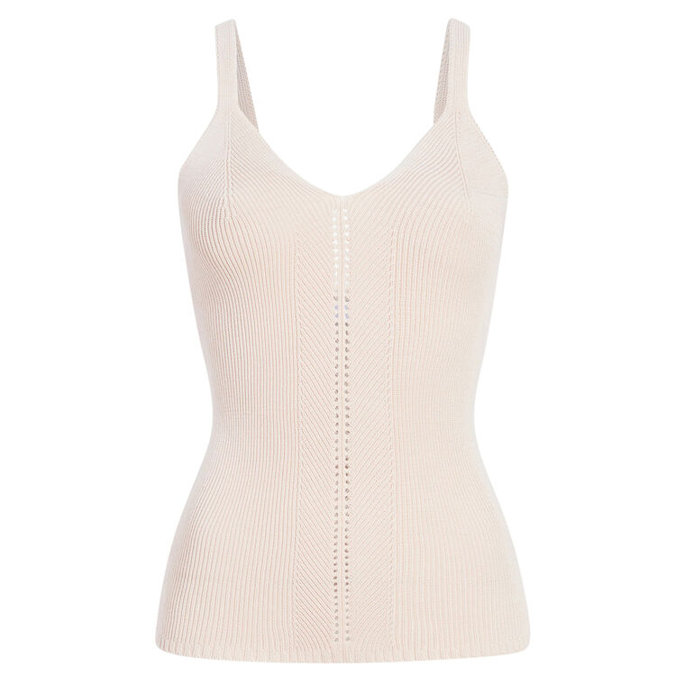 Gene V-Neck Knit Tank Top In Picot Cotton image number null