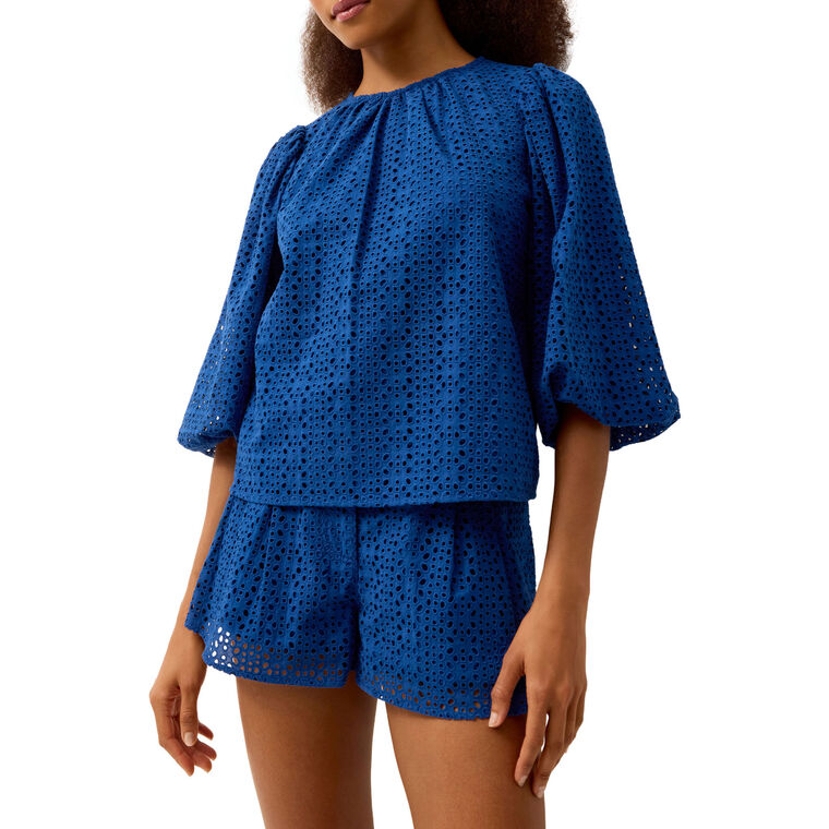 Harley 3/4 Sleeve Eyelet Top image number null