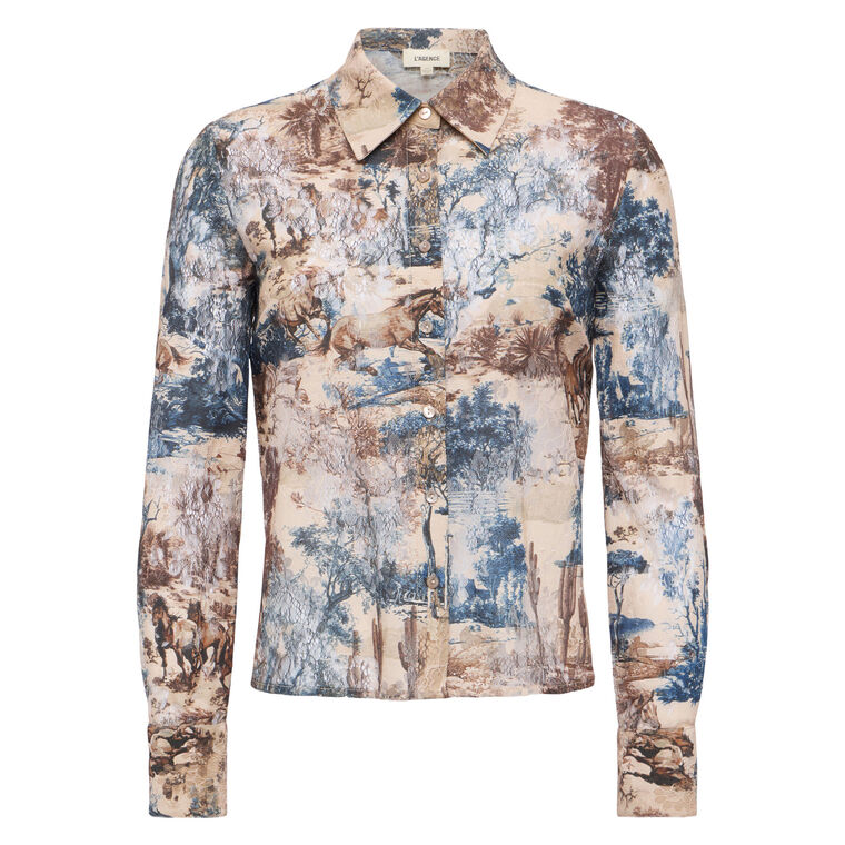 Maia Lace Long Sleeve Button Down Blouse image number null