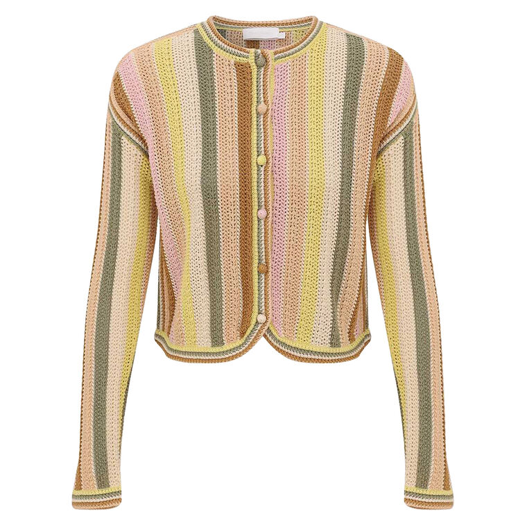 Indra Stripe Crochet Cardigan image number null