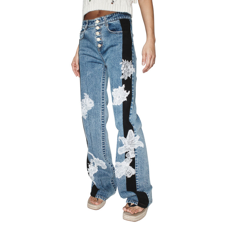 Zion Straight-Leg Lace Detail Jeans image number null