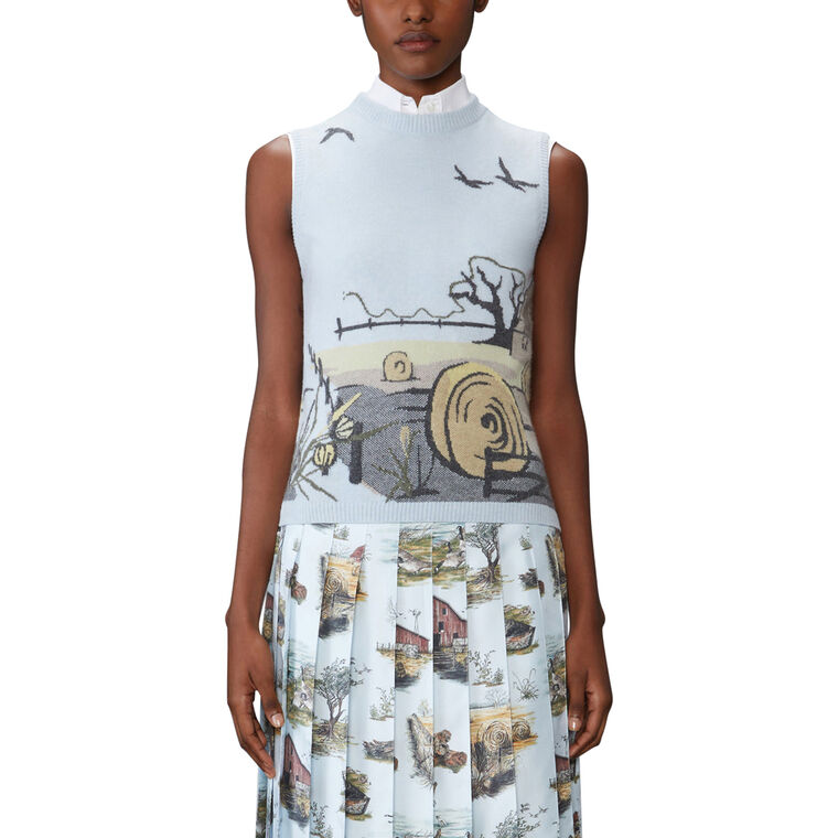Scenic Jersey Intarsia Cashmere Shell Top image number null