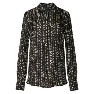 Chika Long Sleeve Silk Button-Front Top