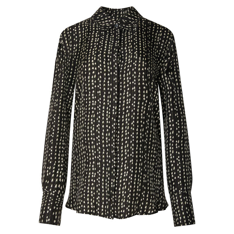 Chika Long Sleeve Silk Button-Front Top image number null