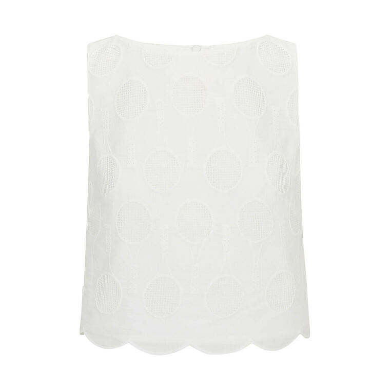Split Sleeveless Eyelet Crop Top image number null