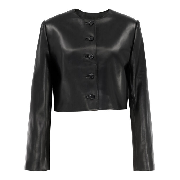 The Ryder Crewneck Single Breasted Leather Jacket image number null